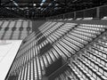 Beautiful sports arena for handball with white seats and VIP boxes - 3D render