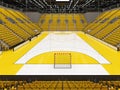 Beautiful sports arena for handball with yellow seats and VIP boxes - 3d render