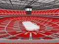 Beautiful sports arena for ice hockey with red seats VIP boxes - 3d render