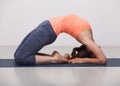 Beautiful sporty fit yogi girl practices yoga Royalty Free Stock Photo