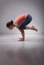 Beautiful sporty fit yogini woman practices yoga