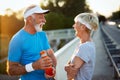 Beautiful sporty mature couple styaing fit with sport Royalty Free Stock Photo