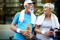 Beautiful sporty mature couple styaing fit with sport Royalty Free Stock Photo