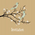 Beautiful Spring Background With Birds On Cherry