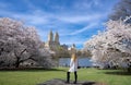 Woman enjoying walk in New York Central Park