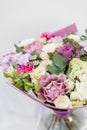 Beautiful spring bouquet . Arrangement with various flowers. The concept of a flower shop. A set of photos for a site or Royalty Free Stock Photo