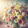 Beautiful spring bouquet of tulips and daffodils Royalty Free Stock Photo