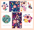 Beautiful spring collection of floral banners. Greeting tags with flowers