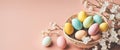 Beautiful spring easter banner with easter eggs and copy space Royalty Free Stock Photo