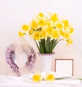 Beautiful spring flowers in a glass vase