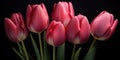 Beautiful spring flowers, pink tulips with copy space