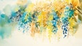 Beautiful spring flowers Wisteria. Abstract flowers watercolor painting. Royalty Free Stock Photo