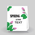 Beautiful spring greeting card with buds of roses. Element for your design.