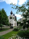 Beautiful spring landscape. On the background of the Church Royalty Free Stock Photo