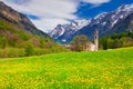 Beautiful spring landscape with church in Borgonovo village Royalty Free Stock Photo