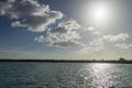 a beautiful spring landscape with the rippling blue waters of the Pacific Ocean at sunset in Kapolei Hawaii