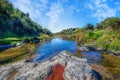 Beautiful spring landscape with river and blue sky in South of Spain Royalty Free Stock Photo