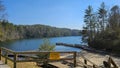 A beautiful spring landscape at Unicoi Lake with rippling blue water and lush green trees, grass and plants at Unicoi Beach Royalty Free Stock Photo