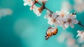 Beautiful spring nature background with butterfly lovely blossom Beautiful wildflowers AI Generative