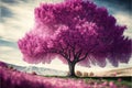 Beautiful spring nature scene with pink blooming tree Royalty Free Stock Photo