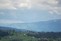 Beautiful spring panorama of the Carpathian mountains Royalty Free Stock Photo