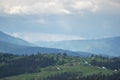 Beautiful spring panorama of the Carpathian mountains Royalty Free Stock Photo