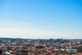 Beautiful spring panorama of Vilnius old town at sunny day. View Royalty Free Stock Photo