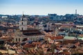 Beautiful spring panorama of Vilnius old town at sunny day. View Royalty Free Stock Photo