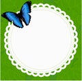 Beautiful spring round frame with a butterfly on a background of Royalty Free Stock Photo