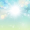 Beautiful Spring Summer Sun Blue Green Bokeh Abstract Nature Background Royalty Free Stock Photo