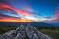 Beautiful spring sunrise in mountains