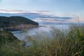 Beautiful spring sunset scenery at Aegean sea in the island of Skopelos, Greece.  Greece Royalty Free Stock Photo