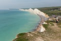 White cliffs and Birling gap beach East Sussex England UK beautiful British coastline