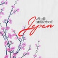 Beautiful square greeting card with Japan National Foundation Day. Holiday on February 11.