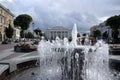 Beautiful square in Vilnius against the dark sky