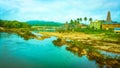 Beautiful Sringeri Temple on the banks of Tunga river in Karnataka, India