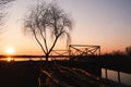 Lake sunset. Comana landscape in Giurgiu.