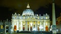 Beautiful St Peters Basilica at Vatican in Rome - night view