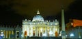 Beautiful St Peters Basilica at Vatican in Rome - night view