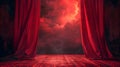 A beautiful stage with a large red curtain Royalty Free Stock Photo