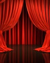 A beautiful stage with a large red curtain Royalty Free Stock Photo