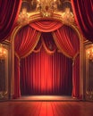 A beautiful stage with a large red curtain Royalty Free Stock Photo