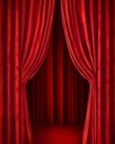 A beautiful stage with a large red curtain Royalty Free Stock Photo