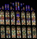 Beautiful Stained Glass Window inside the Great Hall in Hampton Court - the former residence of Henry VIII Royalty Free Stock Photo