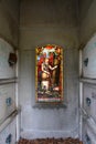 Gorgeous stained glass window inside mausoleum, Albany Rural Cemetery, Fall 2021 Royalty Free Stock Photo