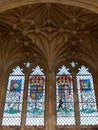 Beautiful stained glass windows in the Great Hall of Eltham Palace, England.