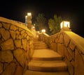 Beautiful stairs with street light at night in summer