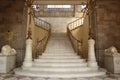 Beautiful stairway at Chapultepec Castle Castillo de Chapultepec, white marble, gold and lion sculptures, Mexico City