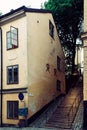 Beautiful stairway in the street surrounded by the traditional houses in Sodermalm
