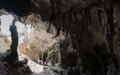 Beautiful stalagmites stalactites in the cave in Krabi